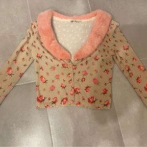 Vintage Blumarine: Rosebud Sweater with Fur trim XS